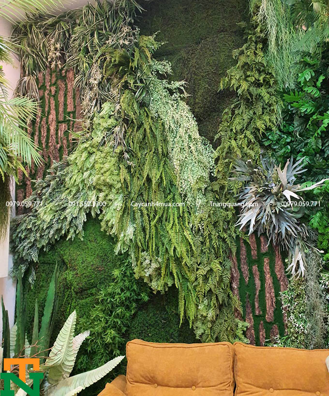 thi công tường xanh cây giả decor